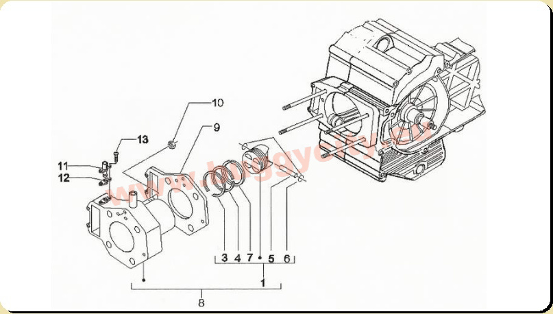 Zylinder, Kolben, PGO Bugracer 500i