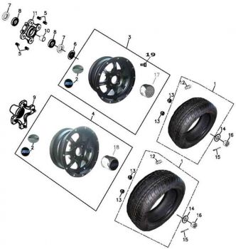 Nr.4 - Alu Felge hinten 14*7 f. ATV-500 Flat / ATV 320 Flat