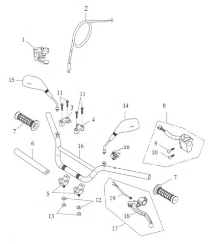 Nr.16 - Lenker ATV mit Mittelstrebe schwarz