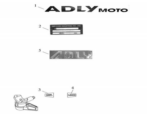 Nr.5 - Aufkleber, silber "Adly Moto"