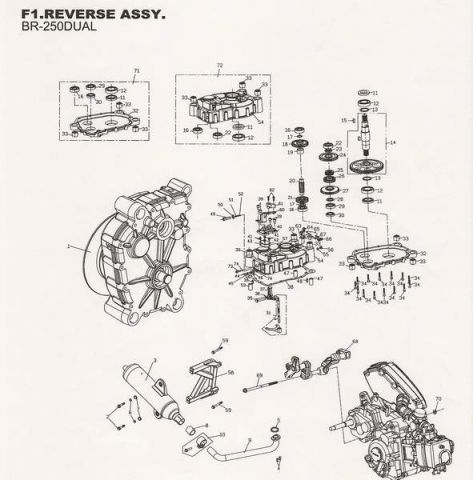Nr.1 - Getriebe komplett, PGO Bugrider 250 DS