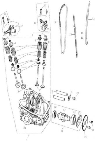 Nr.1 - Zylinderkopf 320 Motor Kpl.