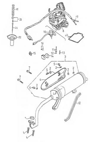 Auspuffhalter,Auspuff und Vergaser, Herkules Adly ATK 125