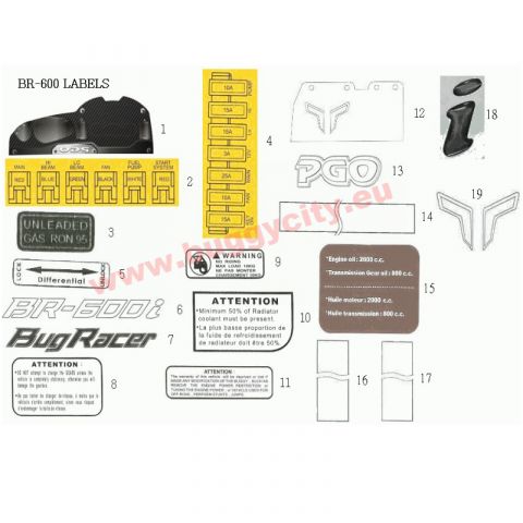 Aufkleber BR-600i, PGO Bugracer 600i