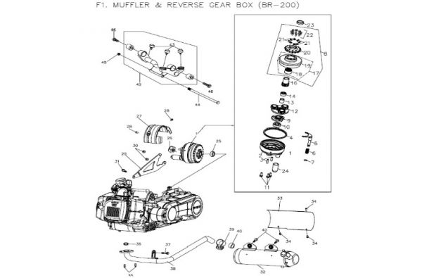 Auspuffkrümmer, PGO Bugrider 200 DS, 250 S